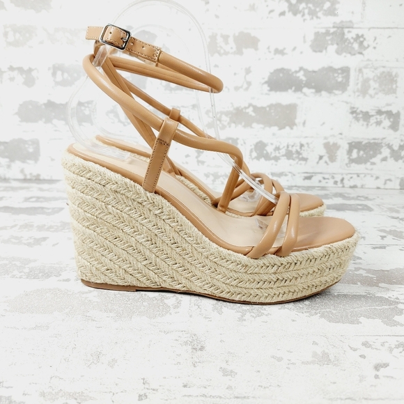 New BP Cohan Platform Espadrille Wedge Strappy Brown Nude Wedge Sandals M1024 - Picture 5 of 14